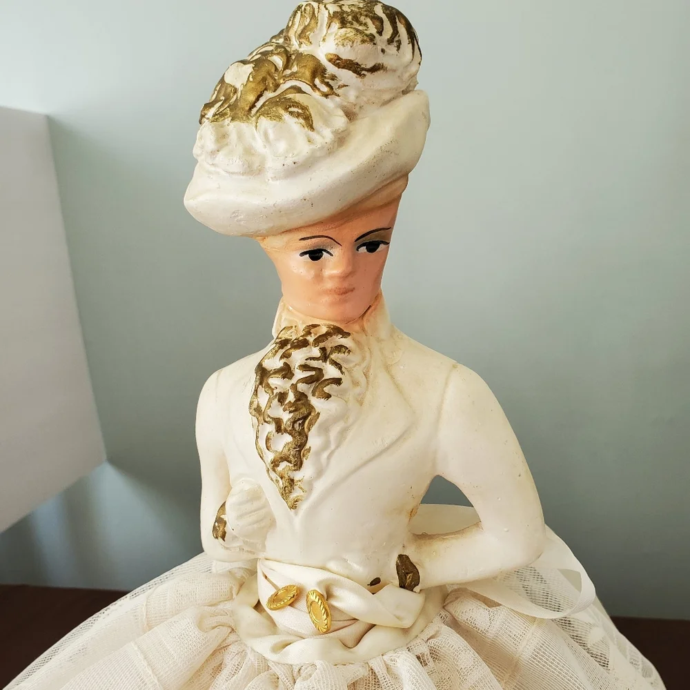 Vintage Chalkware Table/Desk Boudoir Lady Lamp, Art Deco 1930's - 1950's - Picture 2 of 13